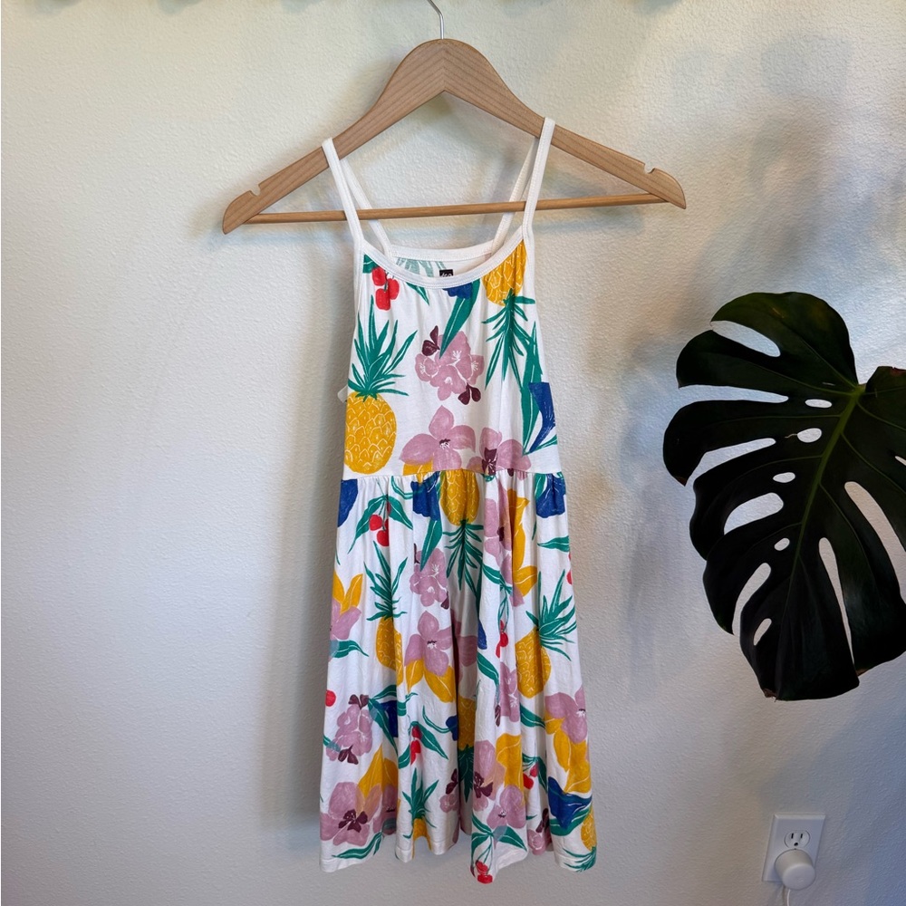 EUC Tea Collection Tropical Fruit Floral Print Dress